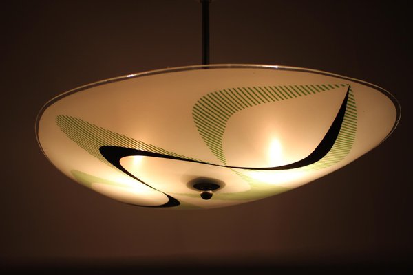 Vintage Glass Pendant Lamp, 1980s-TZ-602193