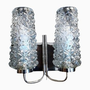 Vintage Glass Shields & Chromed Metal Wall Lamp, 1970s-HOI-1187543