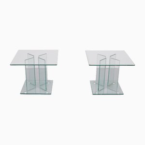 Vintage Glass Side Tables, 1980s, Set of 2-GCG-2041842