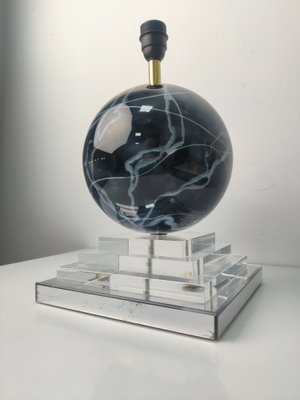 Vintage Glass Sphere & Marble Effect Table Lamp, 1960s-JJT-1169651