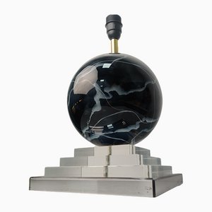 Vintage Glass Sphere & Marble Effect Table Lamp, 1960s-JJT-1169651