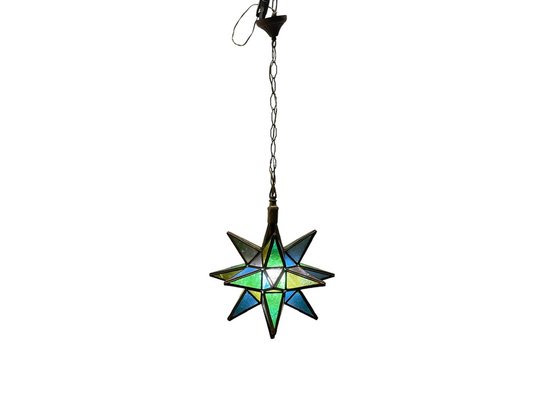 Vintage Glass Star Pendant Light, 1970s-JJC-1824389