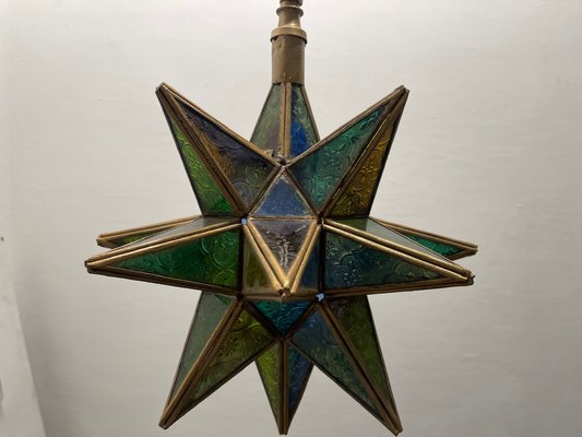 Vintage Glass Star Pendant Light, 1970s-JJC-1824389