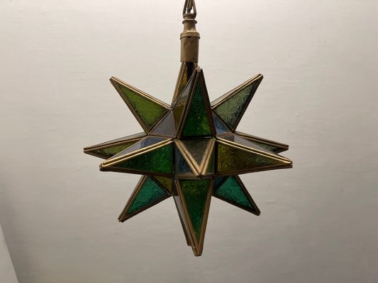 Vintage Glass Star Pendant Light, 1970s-JJC-1824389