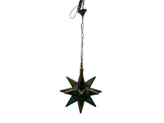 Vintage Glass Star Pendant Light, 1970s-JJC-1824389