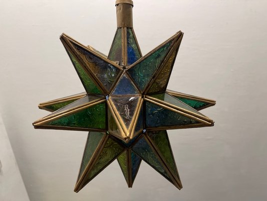 Vintage Glass Star Pendant Light, 1970s-JJC-1824389