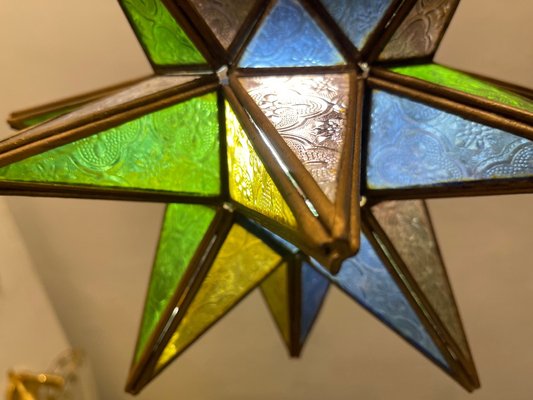 Vintage Glass Star Pendant Light, 1970s-JJC-1824389