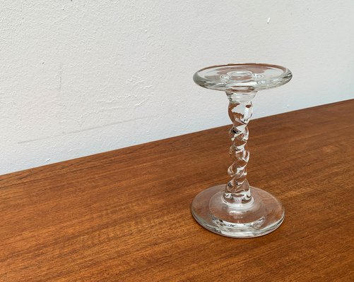 Vintage Glass Twisted Candle Stick Holder, 1970s-UAH-1338274