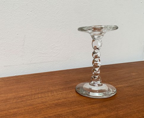 Vintage Glass Twisted Candle Stick Holder, 1970s-UAH-1338274