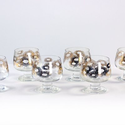 Vintage Glasses with Gold Details, Czechoslovakia, 1960s, Set of 6-UL-795175