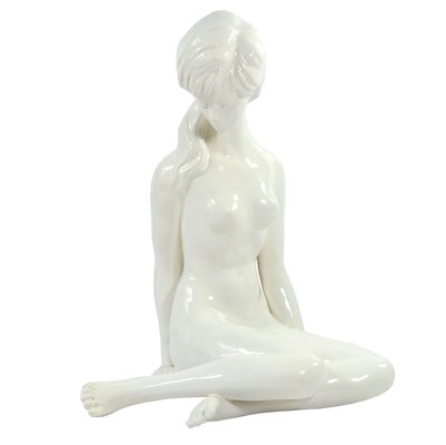 Vintage Glazed Ceramic Girl Sculpture, 1960s-GIW-1723224