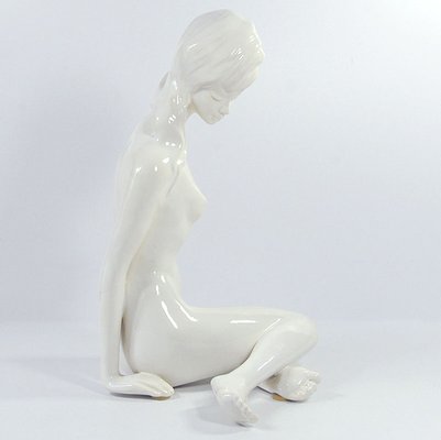 Vintage Glazed Ceramic Girl Sculpture, 1960s-GIW-1723224