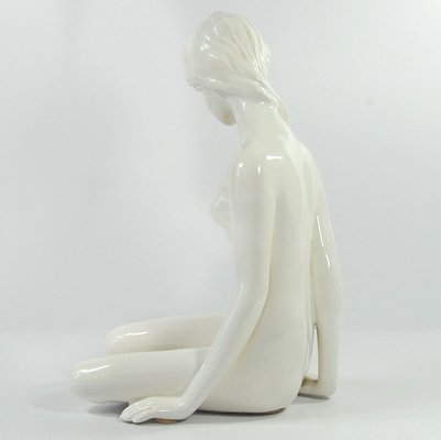 Vintage Glazed Ceramic Girl Sculpture, 1960s-GIW-1723224