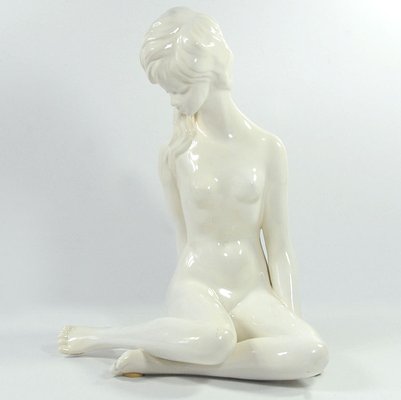 Vintage Glazed Ceramic Girl Sculpture, 1960s-GIW-1723224