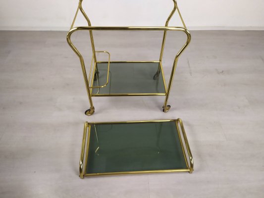 Vintage Gold Brass Bar Cart, 1960s-EAD-943743