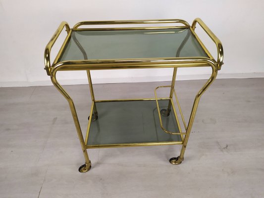 Vintage Gold Brass Bar Cart, 1960s-EAD-943743