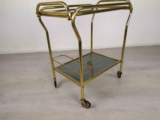 Vintage Gold Brass Bar Cart, 1960s-EAD-943743