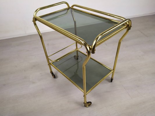 Vintage Gold Brass Bar Cart, 1960s-EAD-943743