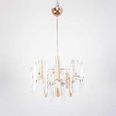 Vintage Gold Metal 6-Light Chandelier from Sciolari, 1970s-ZLY-890569