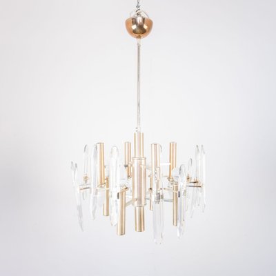 Vintage Gold Metal 6-Light Chandelier from Sciolari, 1970s-ZLY-890569