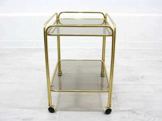 Vintage Gold Metal & Glass Bar Trolley, 1980s-WVA-1144307