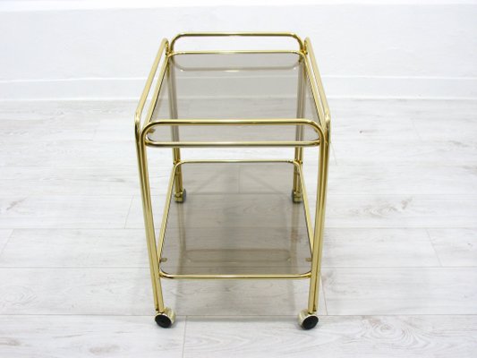 Vintage Gold Metal & Glass Bar Trolley, 1980s-WVA-1144307