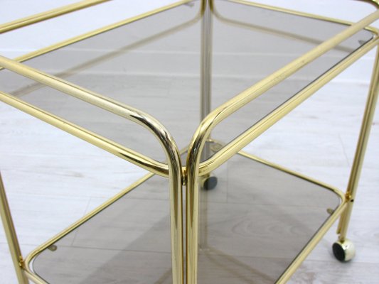 Vintage Gold Metal & Glass Bar Trolley, 1980s-WVA-1144307