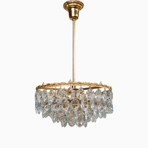 Vintage Golden Brass & Crystal Chandelier by Bakalowits & Söhne, Austria, 1960s-HVJ-2026493