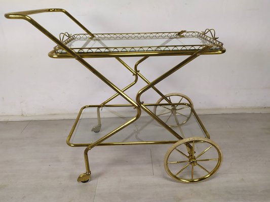 Vintage Golden Brass & Glass Trolley-EAD-1286947