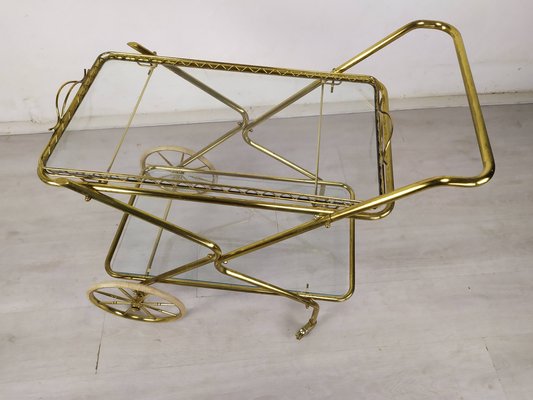 Vintage Golden Brass & Glass Trolley-EAD-1286947