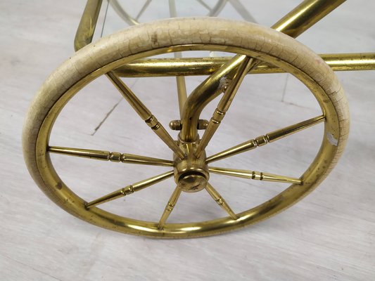 Vintage Golden Brass & Glass Trolley-EAD-1286947