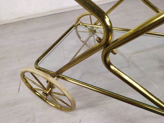 Vintage Golden Brass & Glass Trolley-EAD-1286947