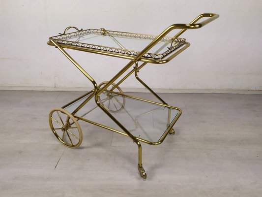 Vintage Golden Brass & Glass Trolley-EAD-1286947