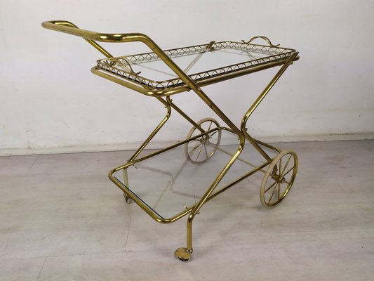 Vintage Golden Brass & Glass Trolley-EAD-1286947