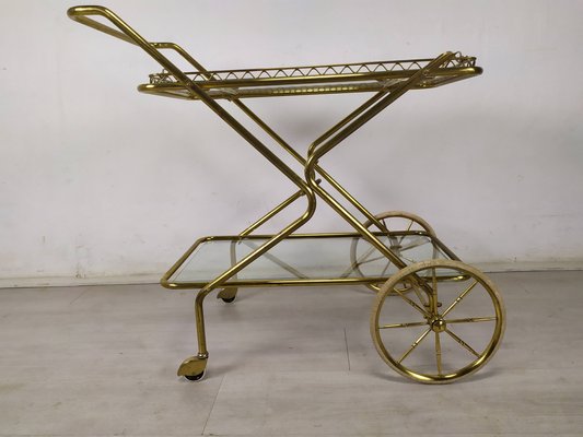 Vintage Golden Brass & Glass Trolley-EAD-1286947