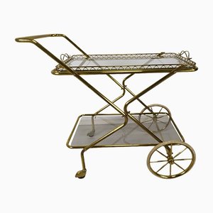 Vintage Golden Brass & Glass Trolley-EAD-1286947