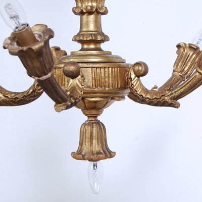 Vintage Golden Wood Chandelier, 1930s-XSG-1734278