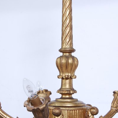 Vintage Golden Wood Chandelier, 1930s-XSG-1734278