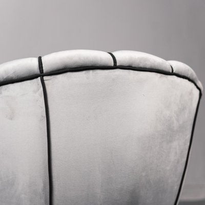 Vintage Gray Velvet Armchair, 1950s-ZLY-1240478