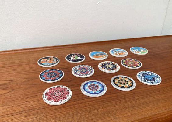 Vintage Greek Ceramic Handmade Coaster from Lito Niarchos, Set of 13-UAH-1377560