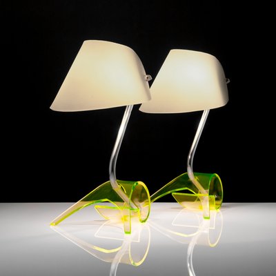 Vintage Green Acrylic Table Lamps attributed to Apolinary Galecki, 1960s, Set of 2-QBR-1251948