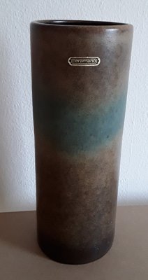 Vintage Green and Brown Ceramic Rod Vase from Ceramano, 1970s-HOI-1352071