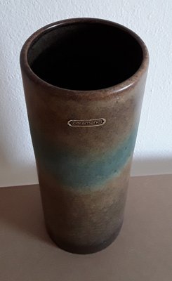 Vintage Green and Brown Ceramic Rod Vase from Ceramano, 1970s-HOI-1352071