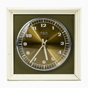 Vintage Green and Gold Watch Clock, 1970s-RAQ-1441254