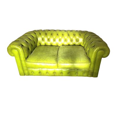 Vintage Green Buttoned Skai Chesterfield Sofa Bed-TCS-1784132