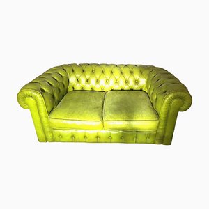 Vintage Green Buttoned Skai Chesterfield Sofa Bed-TCS-1784132