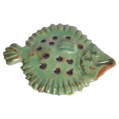 Vintage Green Ceramic Flounder Fish by Allan Hellman, Sweden, 1981-RUK-1758041