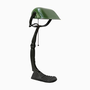 Vintage Green Enamel Bankers Table Lamp-BLS-963740