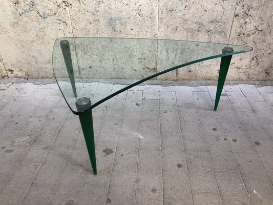 Vintage Green Glass Coffee Table, 1960s-OLY-1034891