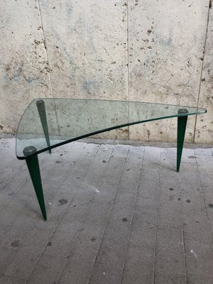 Vintage Green Glass Coffee Table, 1960s-OLY-1034891